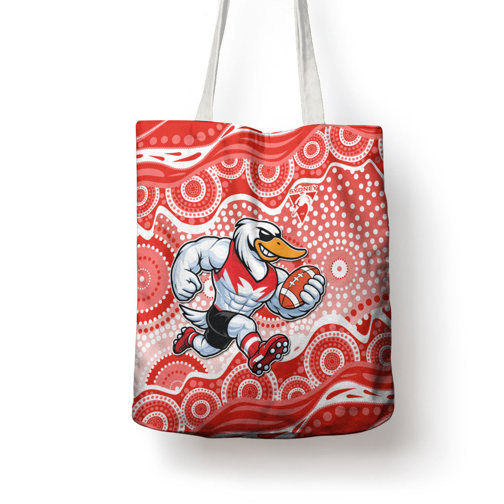Sydney Swans Tote Bag Aboriginal Dot Pattern - Football Mascot Heritage Pride