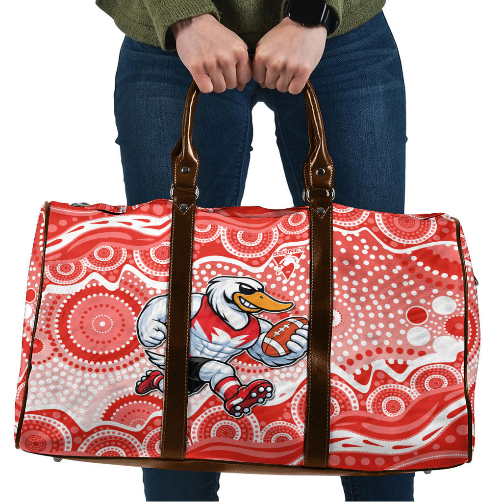 Sydney Swans Travel Bag Aboriginal Dot Pattern - Football Mascot Heritage Pride