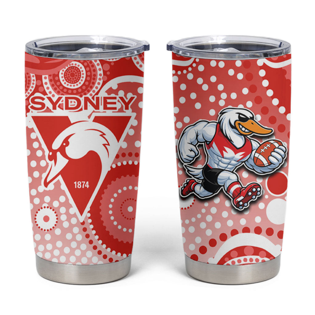 Sydney Swans Tumbler Cup Aboriginal Dot Pattern - Football Mascot Heritage Pride