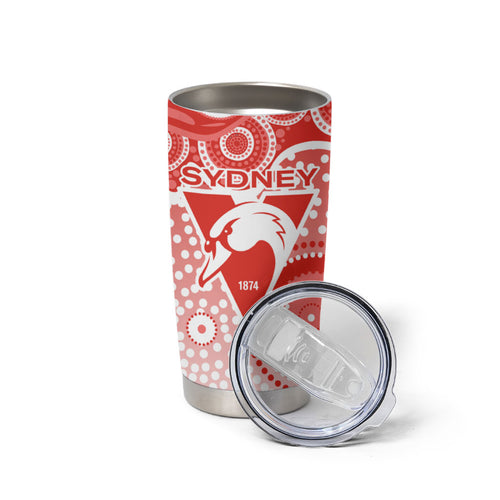Sydney Swans Tumbler Cup Aboriginal Dot Pattern - Football Mascot Heritage Pride