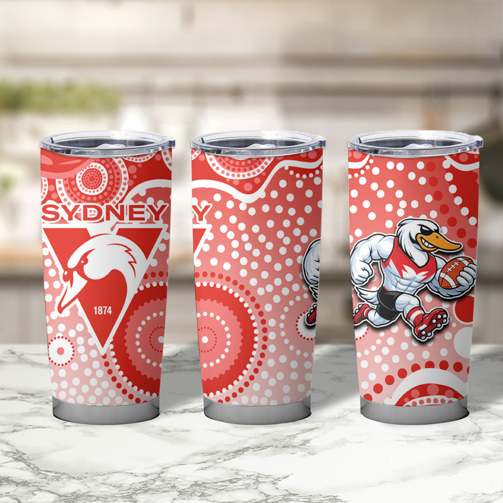 Sydney Swans Tumbler Cup Aboriginal Dot Pattern - Football Mascot Heritage Pride