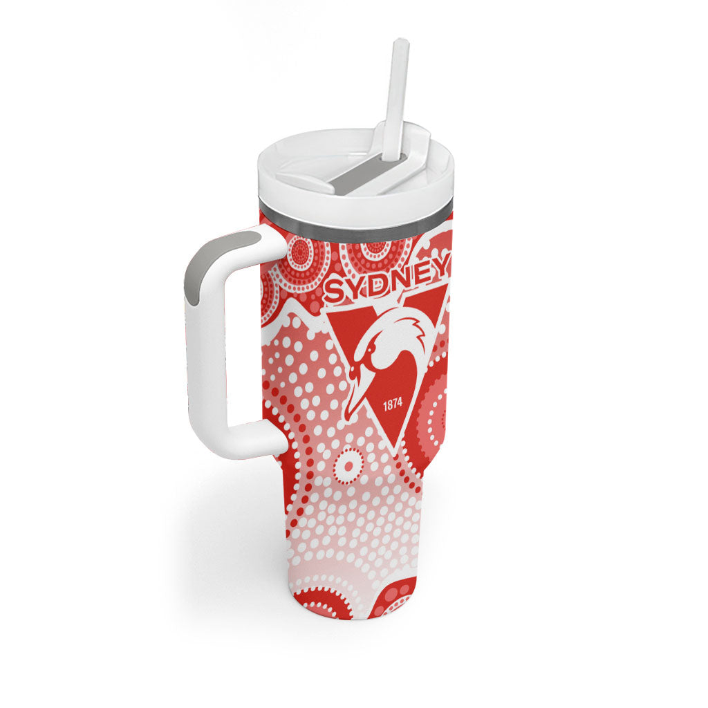 Sydney Swans Tumbler With Handle Aboriginal Dot Pattern - Football Mascot Heritage Pride