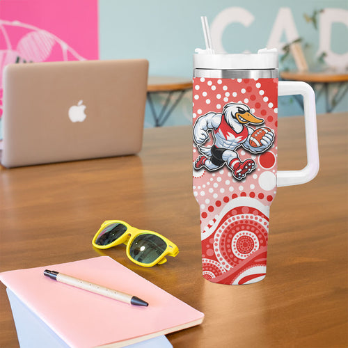 Sydney Swans Tumbler With Handle Aboriginal Dot Pattern - Football Mascot Heritage Pride
