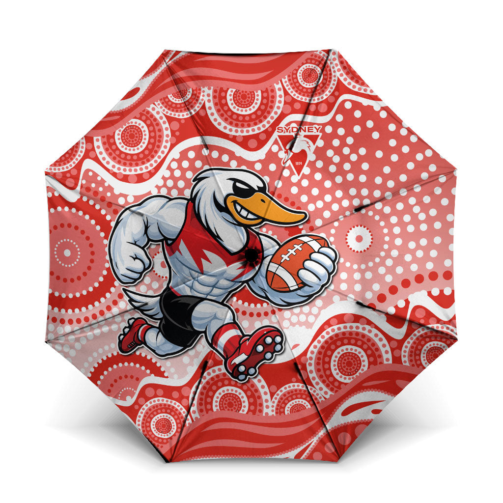 Sydney Swans Umbrella Aboriginal Dot Pattern - Football Mascot Heritage Pride