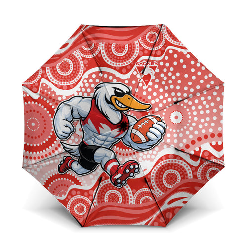 Sydney Swans Umbrella Aboriginal Dot Pattern - Football Mascot Heritage Pride