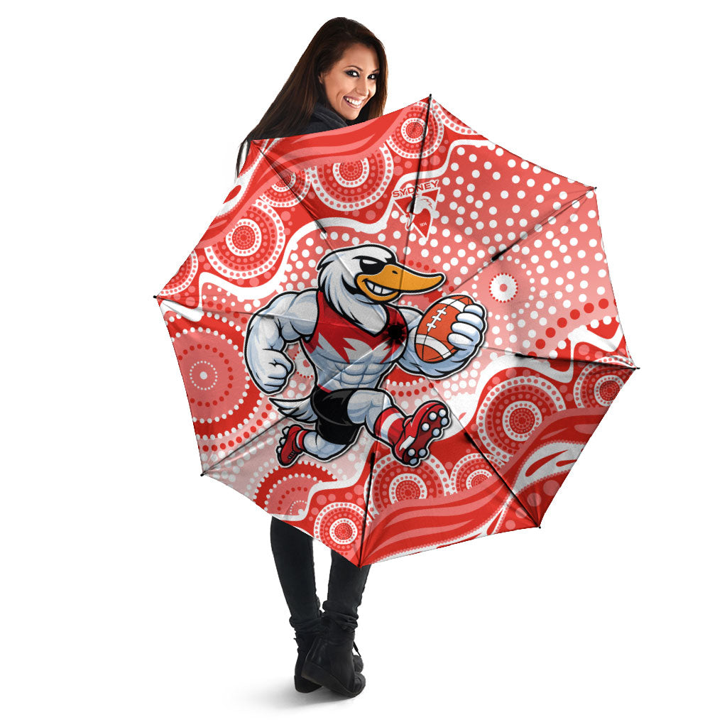 Sydney Swans Umbrella Aboriginal Dot Pattern - Football Mascot Heritage Pride