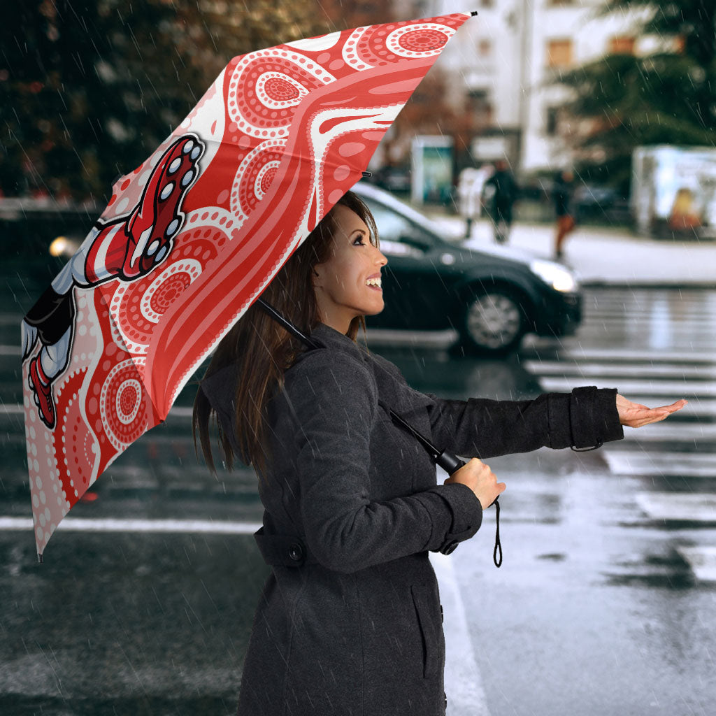 Sydney Swans Umbrella Aboriginal Dot Pattern - Football Mascot Heritage Pride