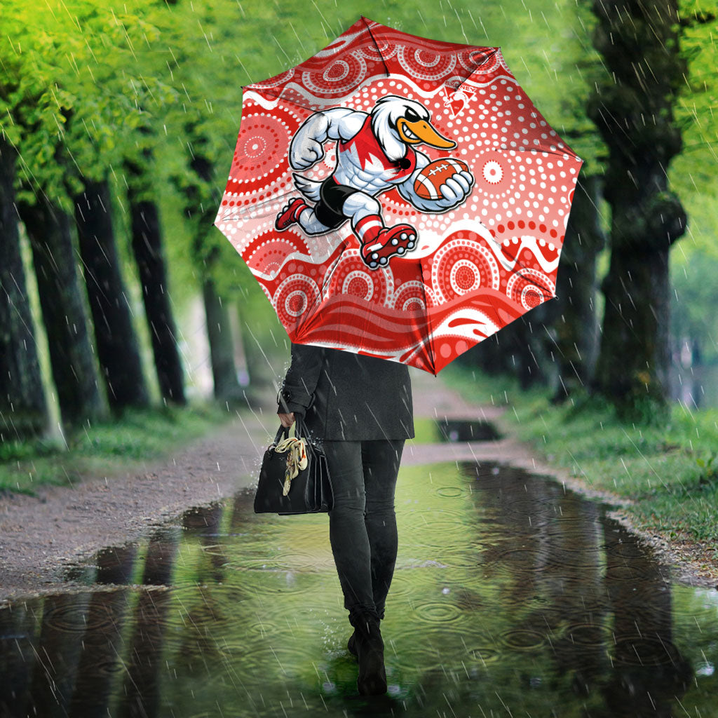 Sydney Swans Umbrella Aboriginal Dot Pattern - Football Mascot Heritage Pride