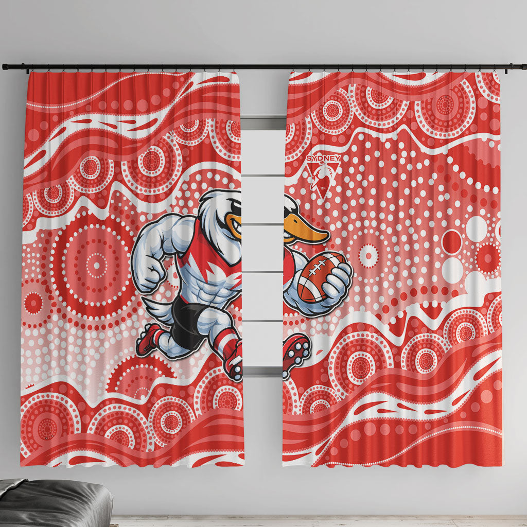 Sydney Swans Window Curtain Aboriginal Dot Pattern - Football Mascot Heritage Pride