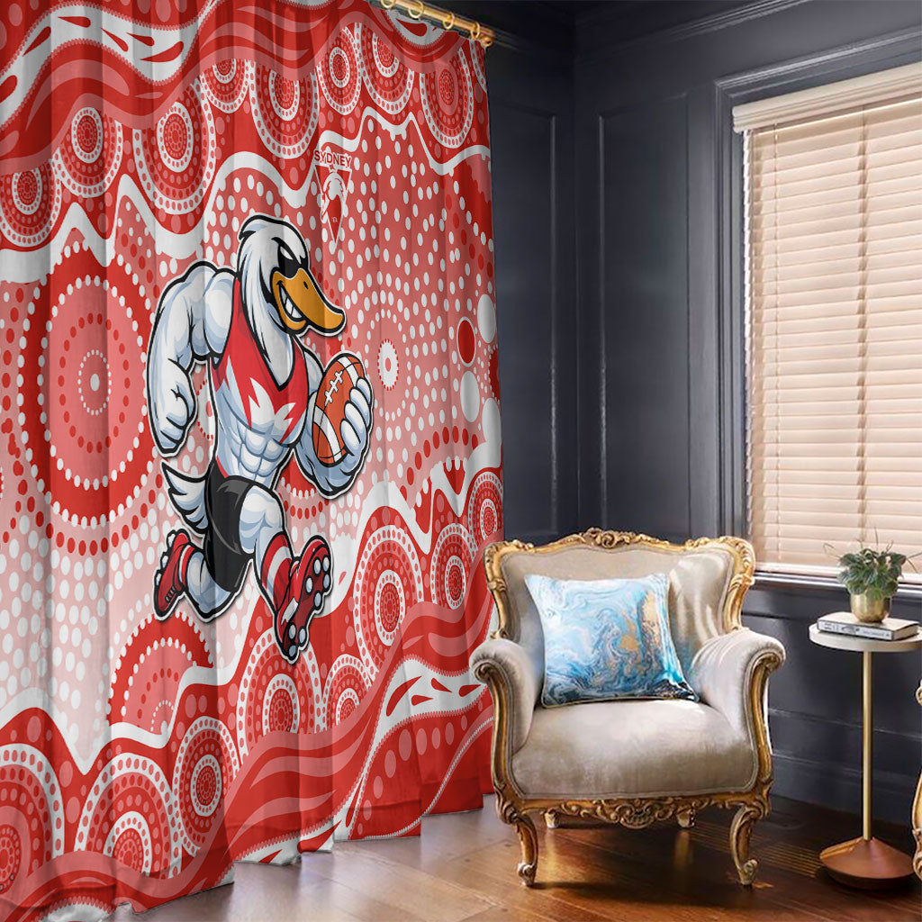 Sydney Swans Window Curtain Aboriginal Dot Pattern - Football Mascot Heritage Pride