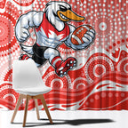 Sydney Swans Window Curtain Aboriginal Dot Pattern - Football Mascot Heritage Pride