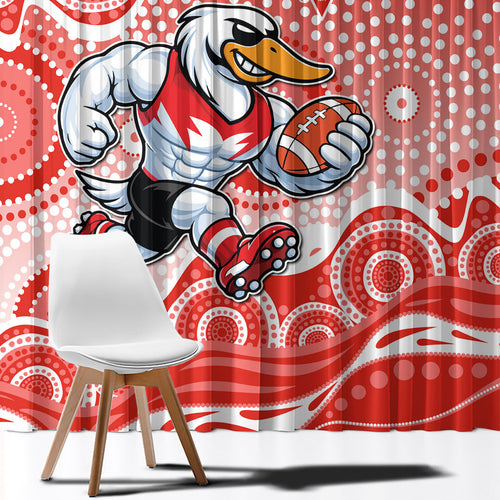 Sydney Swans Window Curtain Aboriginal Dot Pattern - Football Mascot Heritage Pride