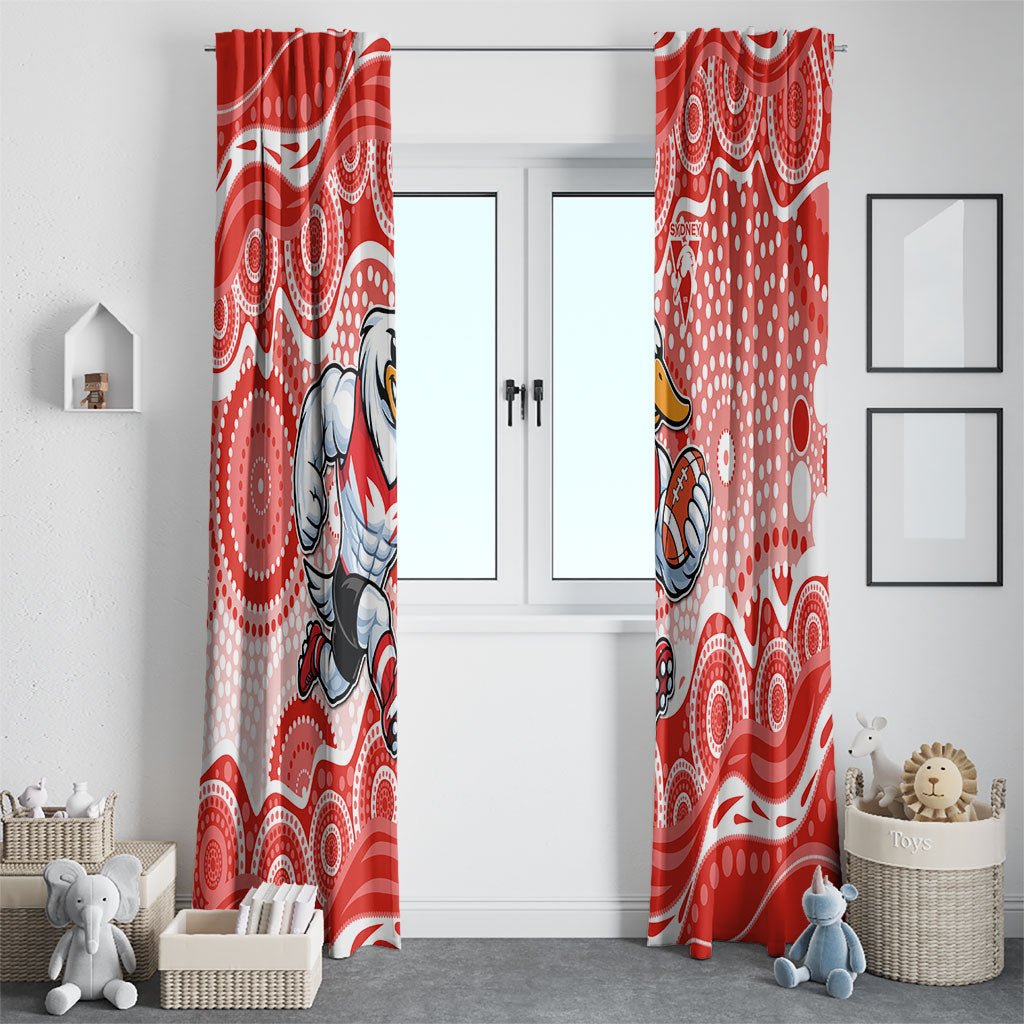 Sydney Swans Window Curtain Aboriginal Dot Pattern - Football Mascot Heritage Pride