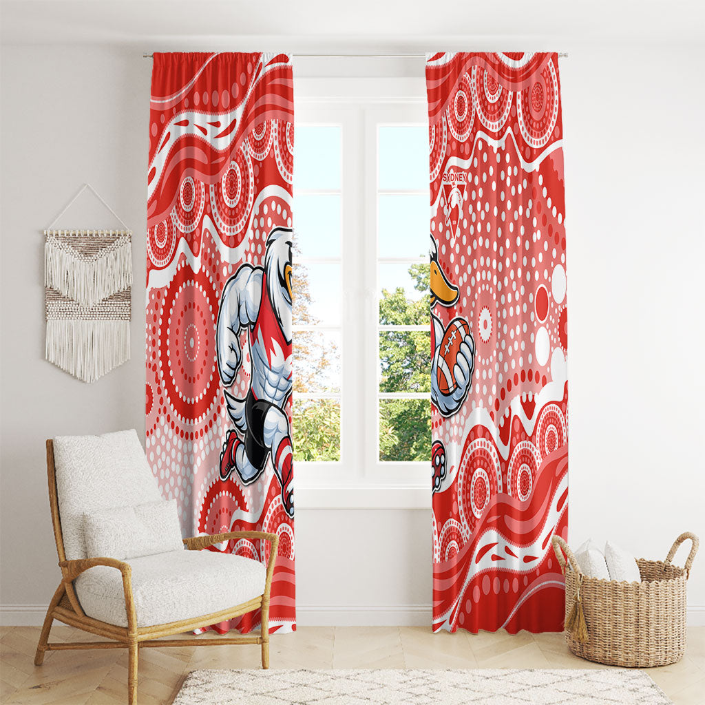 Sydney Swans Window Curtain Aboriginal Dot Pattern - Football Mascot Heritage Pride