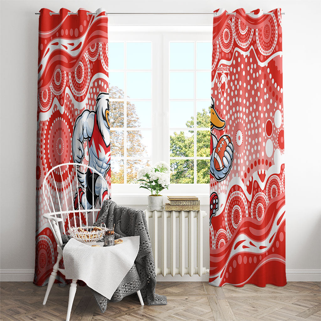Sydney Swans Window Curtain Aboriginal Dot Pattern - Football Mascot Heritage Pride