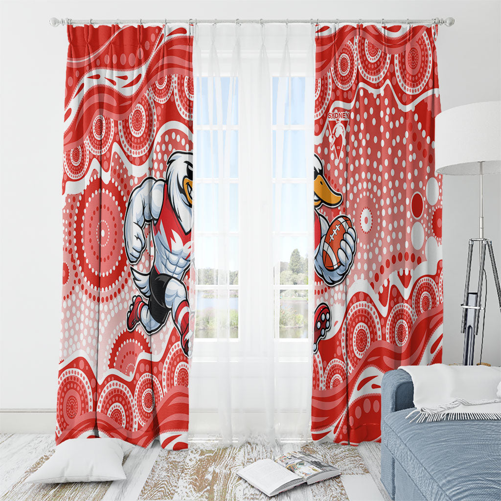 Sydney Swans Window Curtain Aboriginal Dot Pattern - Football Mascot Heritage Pride