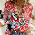 Sydney Swans Women Casual Shirt Aboriginal Dot Pattern - Football Mascot Heritage Pride