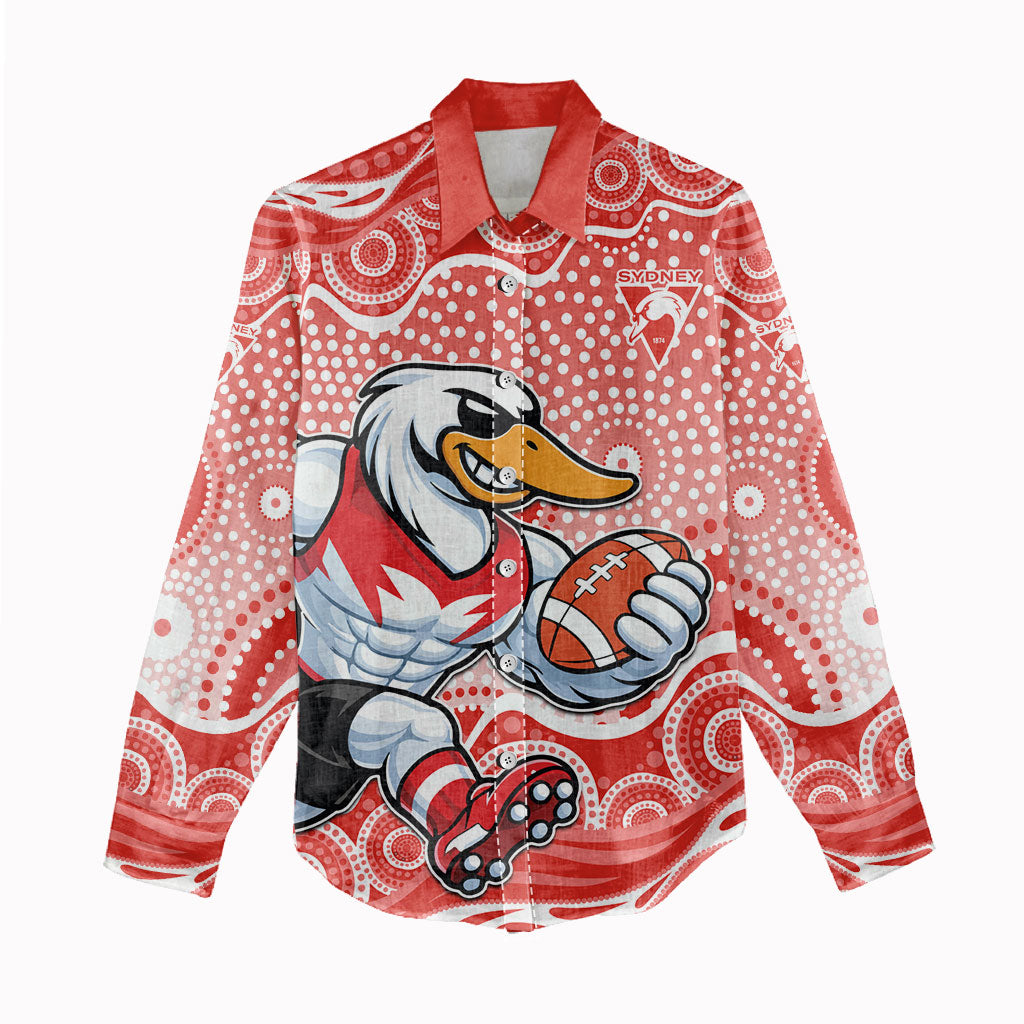 Sydney Swans Women Casual Shirt Aboriginal Dot Pattern - Football Mascot Heritage Pride