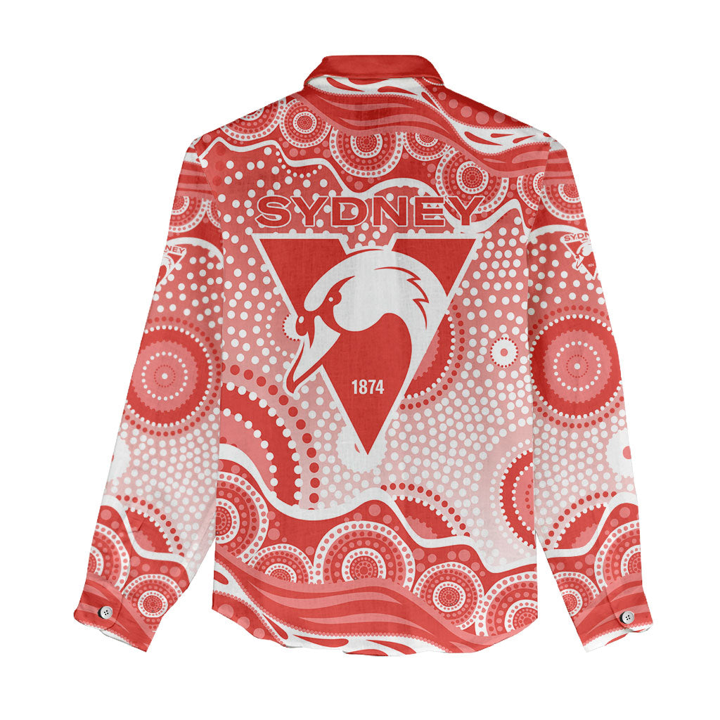 Sydney Swans Women Casual Shirt Aboriginal Dot Pattern - Football Mascot Heritage Pride