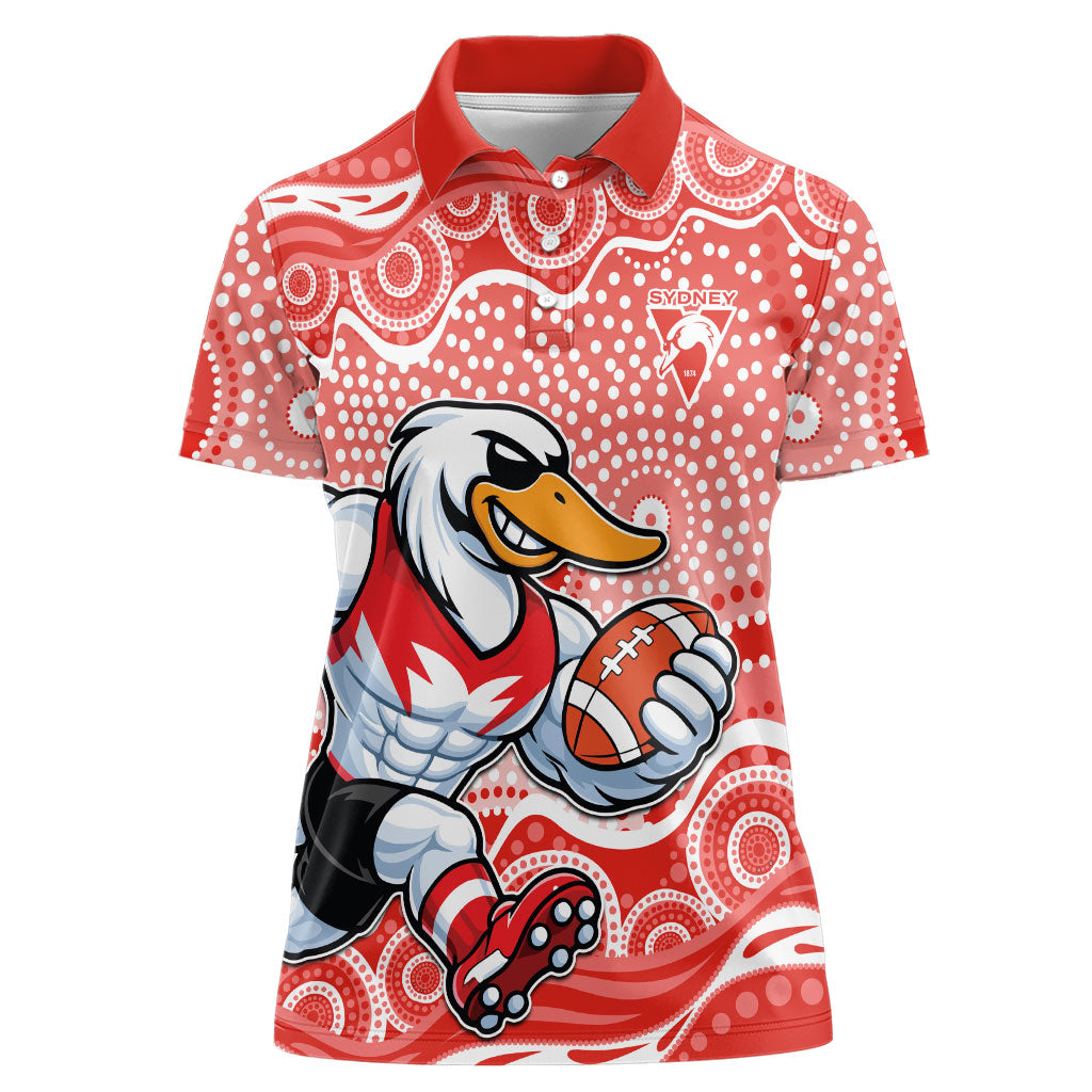 Sydney Swans Women Polo Shirt Aboriginal Dot Pattern - Football Mascot Heritage Pride