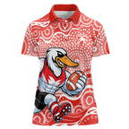 Sydney Swans Women Polo Shirt Aboriginal Dot Pattern - Football Mascot Heritage Pride