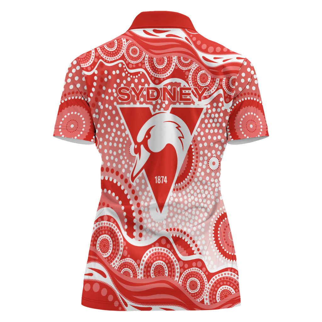 Sydney Swans Women Polo Shirt Aboriginal Dot Pattern - Football Mascot Heritage Pride