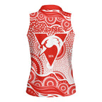 Sydney Swans Women Sleeveless Polo Shirt Aboriginal Dot Pattern - Football Mascot Heritage Pride