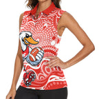 Sydney Swans Women Sleeveless Polo Shirt Aboriginal Dot Pattern - Football Mascot Heritage Pride