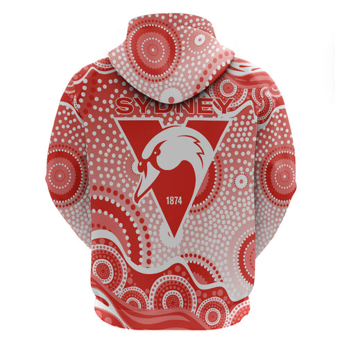 Sydney Swans Zip Hoodie Aboriginal Dot Pattern - Football Mascot Heritage Pride