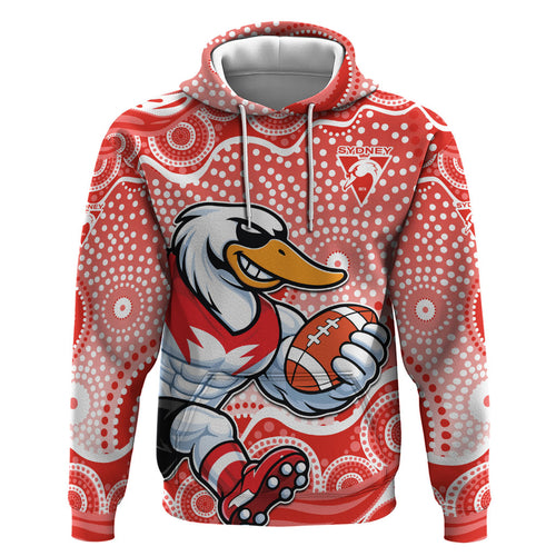 Sydney Swans Zip Hoodie Aboriginal Dot Pattern - Football Mascot Heritage Pride