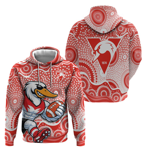Sydney Swans Zip Hoodie Aboriginal Dot Pattern - Football Mascot Heritage Pride