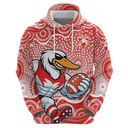 Sydney Swans Zip Hoodie Aboriginal Dot Pattern - Football Mascot Heritage Pride