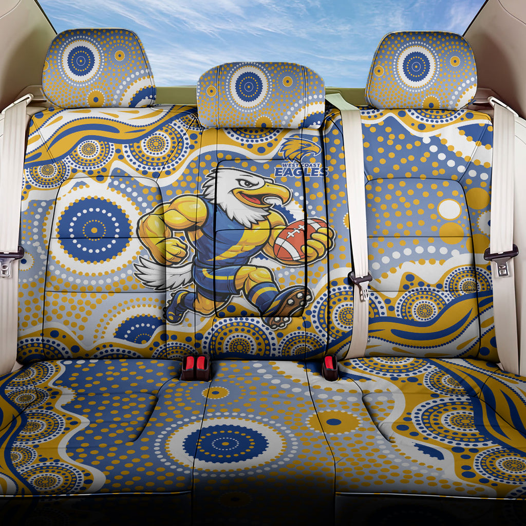 West Coast Eagles Back Car Seat Cover Aboriginal Dot Pattern - Football Mascot Heritage Pride
