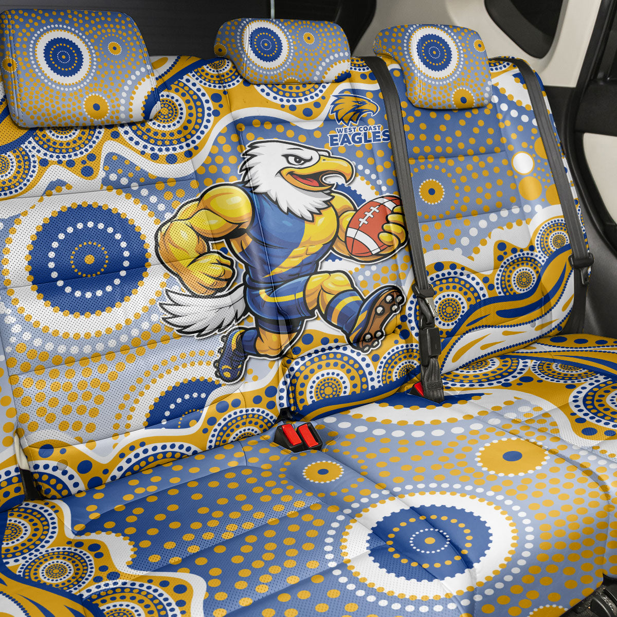 West Coast Eagles Back Car Seat Cover Aboriginal Dot Pattern - Football Mascot Heritage Pride