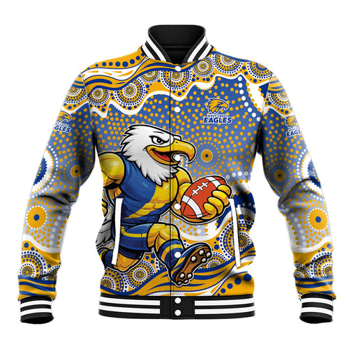 West Coast Eagles Baseball Jacket Aboriginal Dot Pattern - Football Mascot Heritage Pride