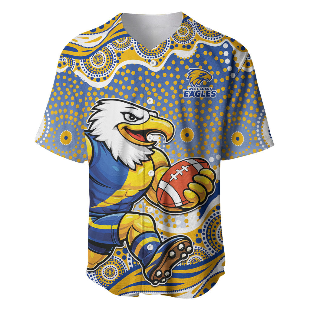 West Coast Eagles Baseball Jersey Aboriginal Dot Pattern - Football Mascot Heritage Pride