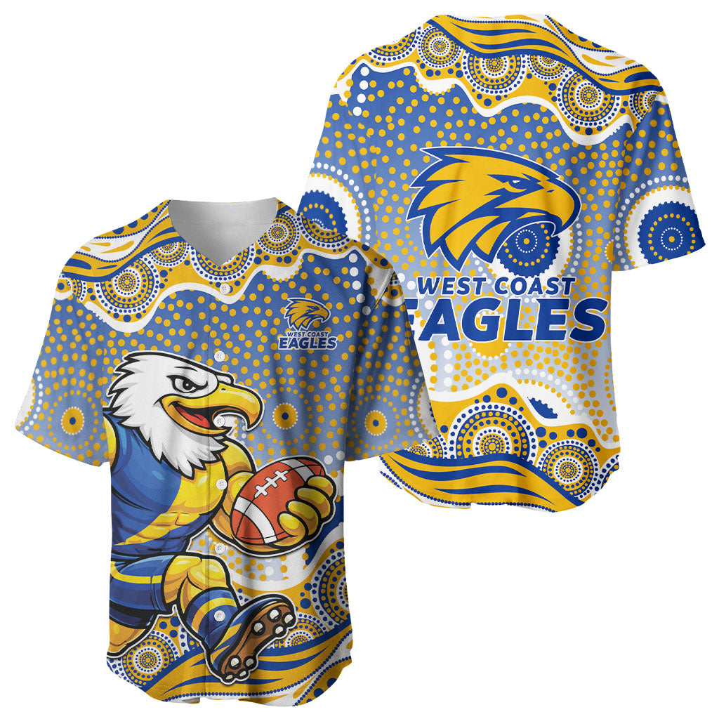 West Coast Eagles Baseball Jersey Aboriginal Dot Pattern - Football Mascot Heritage Pride