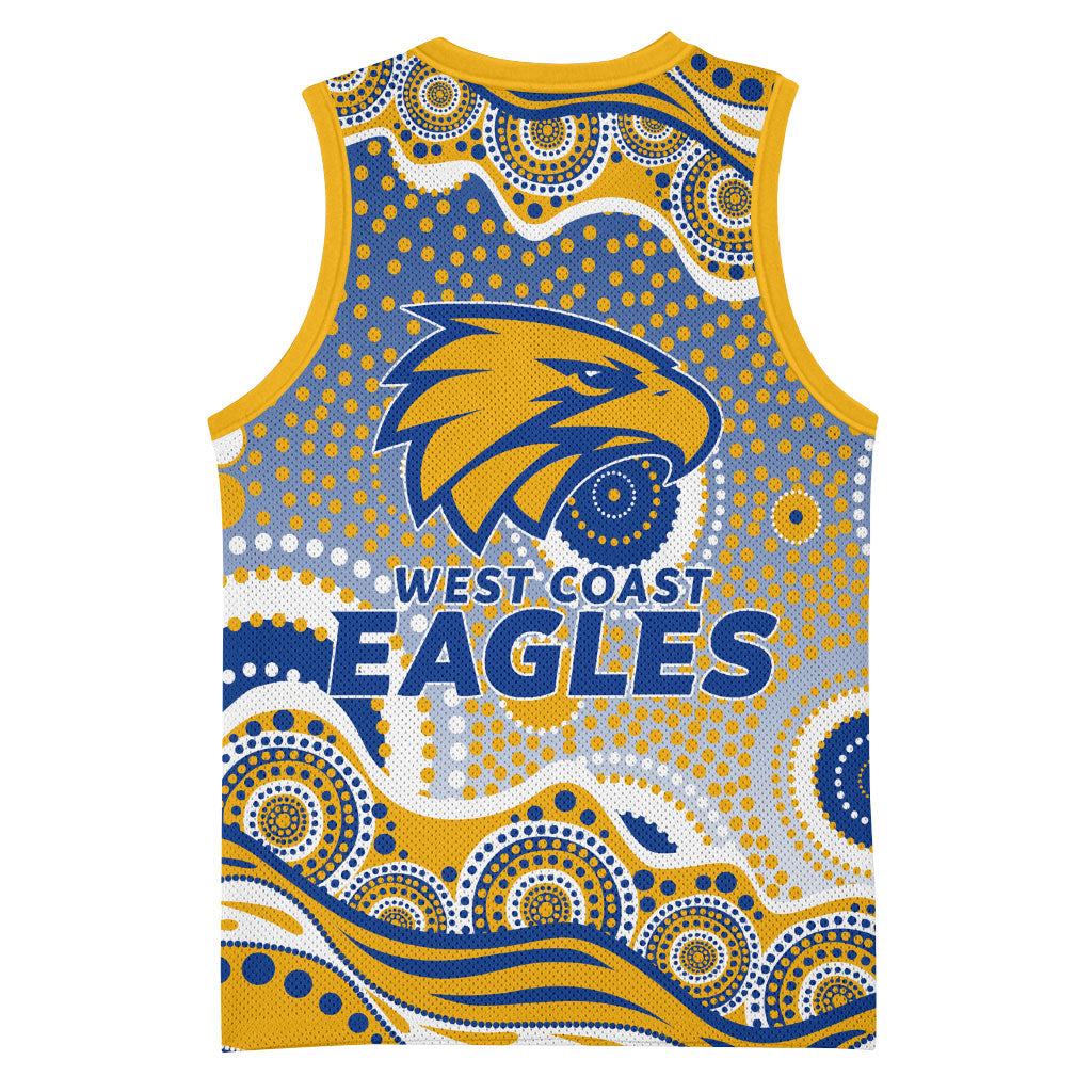 West Coast Eagles Basketball Jersey Aboriginal Dot Pattern - Football Mascot Heritage Pride