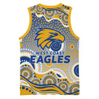 West Coast Eagles Basketball Jersey Aboriginal Dot Pattern - Football Mascot Heritage Pride