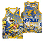 West Coast Eagles Basketball Jersey Aboriginal Dot Pattern - Football Mascot Heritage Pride