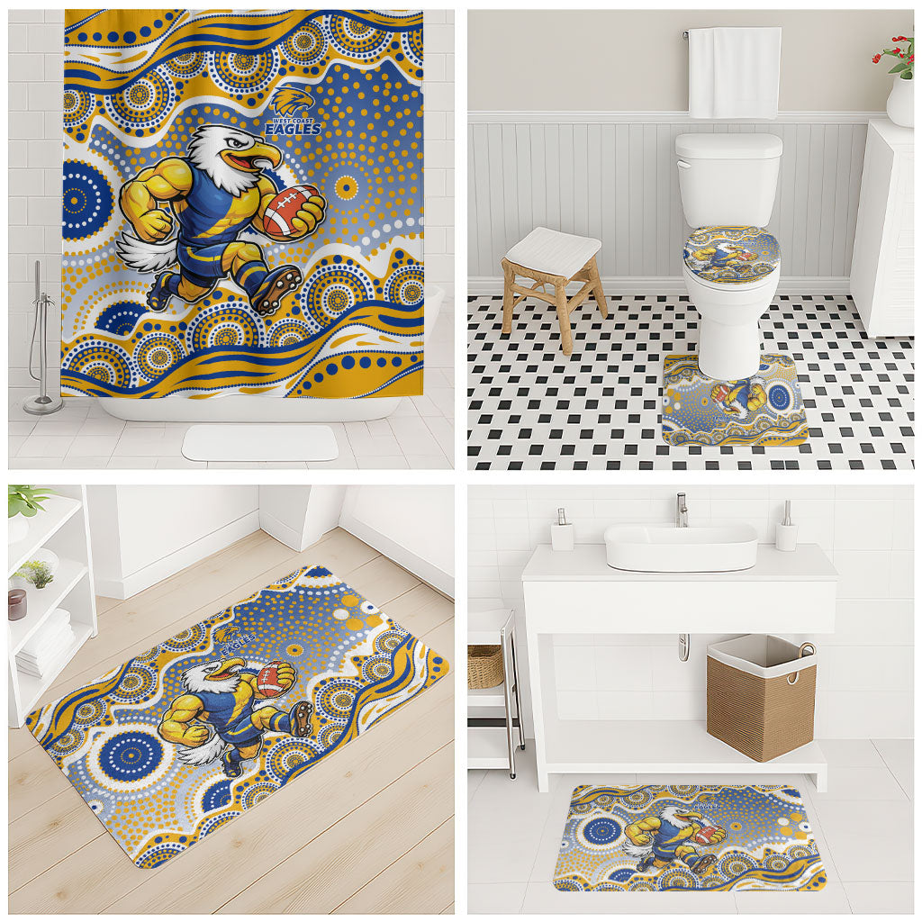 West Coast Eagles Bathroom Set Aboriginal Dot Pattern - Football Mascot Heritage Pride