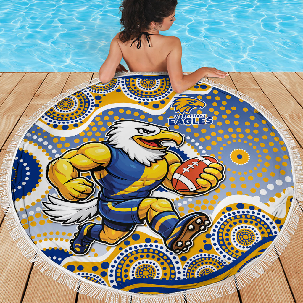 West Coast Eagles Beach Blanket Aboriginal Dot Pattern - Football Mascot Heritage Pride