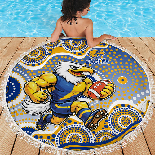 West Coast Eagles Beach Blanket Aboriginal Dot Pattern - Football Mascot Heritage Pride