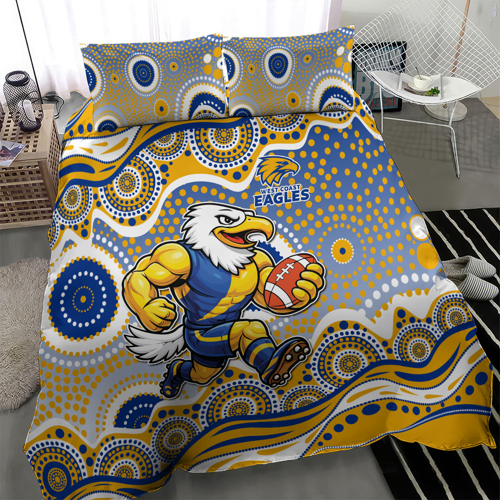 West Coast Eagles Bedding Set Aboriginal Dot Pattern - Football Mascot Heritage Pride