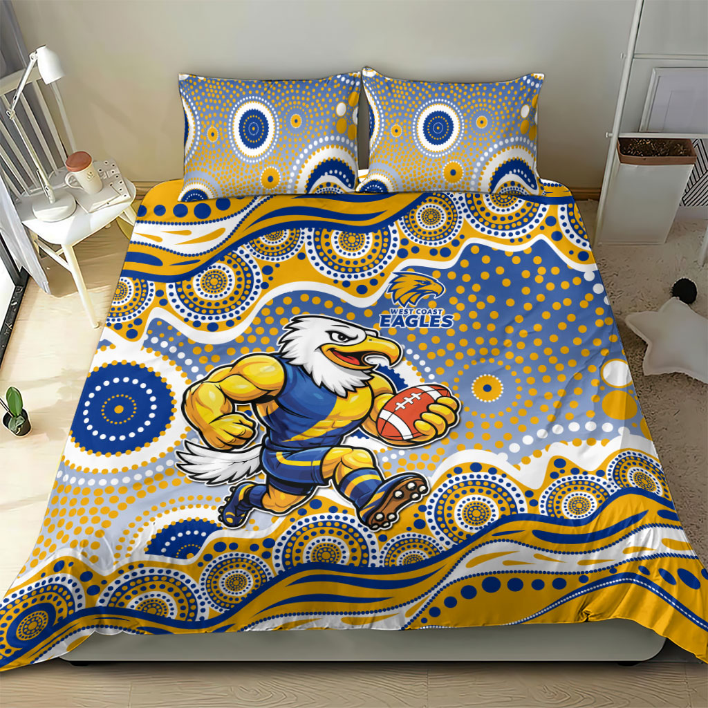 West Coast Eagles Bedding Set Aboriginal Dot Pattern - Football Mascot Heritage Pride