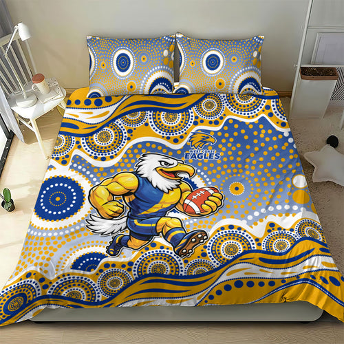 West Coast Eagles Bedding Set Aboriginal Dot Pattern - Football Mascot Heritage Pride
