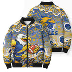 West Coast Eagles Bomber Puffer Jacket Aboriginal Dot Pattern - Football Mascot Heritage Pride