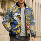 West Coast Eagles Bomber Puffer Jacket Aboriginal Dot Pattern - Football Mascot Heritage Pride