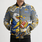West Coast Eagles Bomber Puffer Jacket Aboriginal Dot Pattern - Football Mascot Heritage Pride