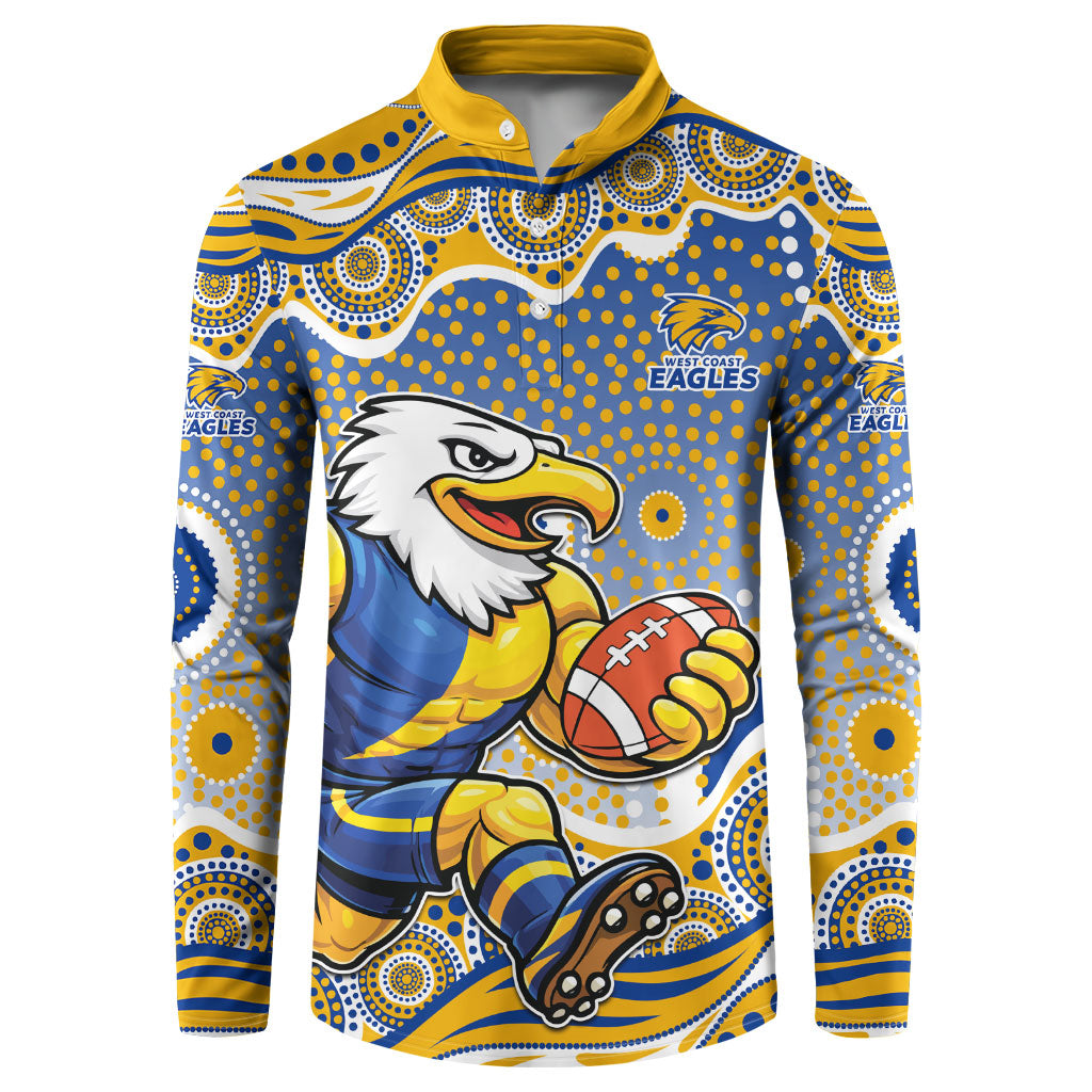 West Coast Eagles Button Sweatshirt Aboriginal Dot Pattern - Football Mascot Heritage Pride